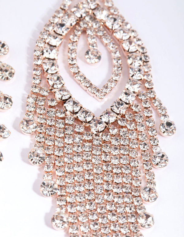 Rose Gold Statement Cupchain Tassel Earrings