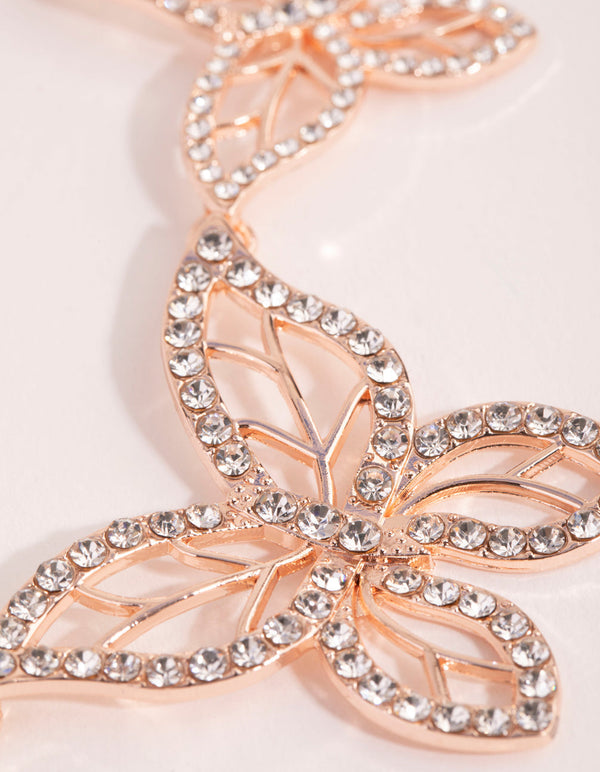 Rose Gold Butterfly Diamante Statement Necklace