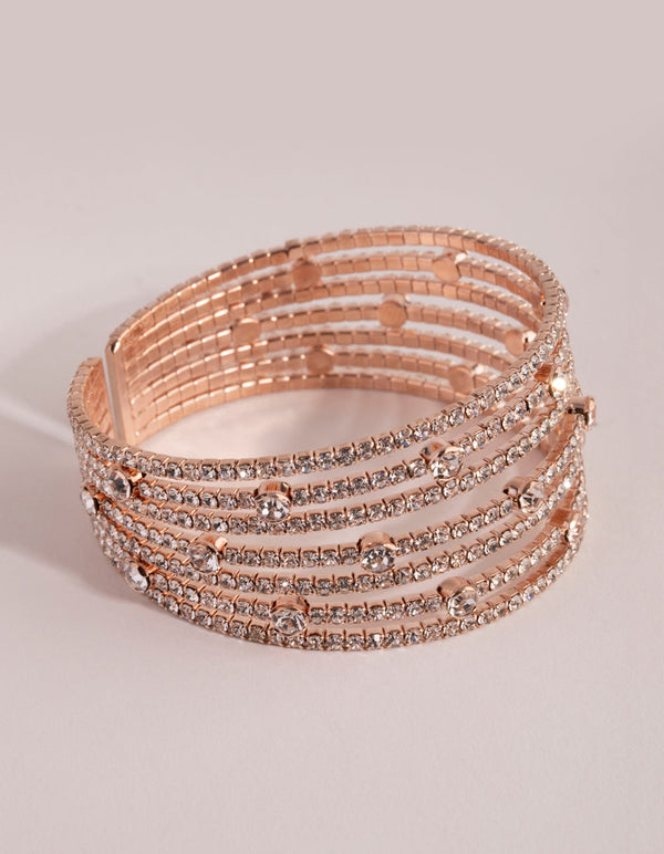 Armband met meerdere rijen roségouden diamanten