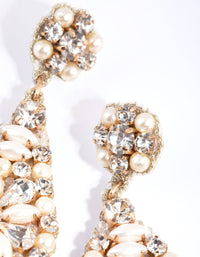 White Diamante and Pearl Teardrop Earrings - link has visual effect only