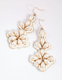 White Mini Disc and Pearl Drop Earrings - link has visual effect only