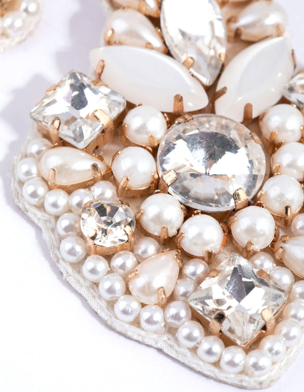 Statement Diamante and Pearl Teardrop Earrings