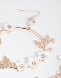 Rose Gold Floral Wreath Disc Earrings - link has visual effect only