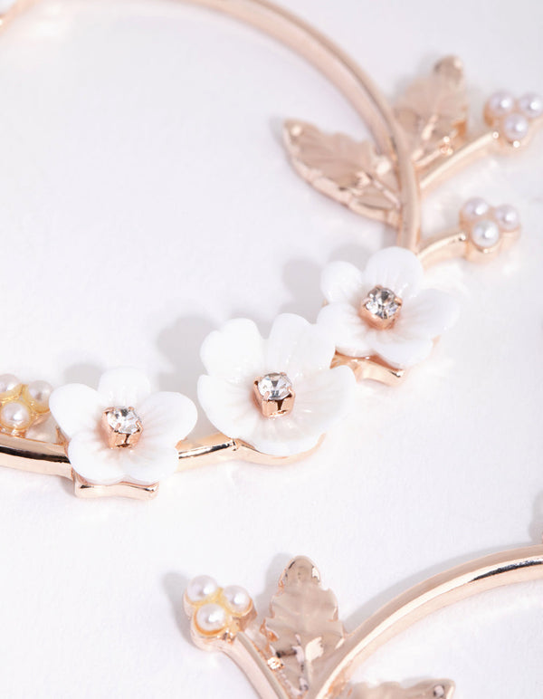 Rose Gold Floral Wreath Disc Earrings
