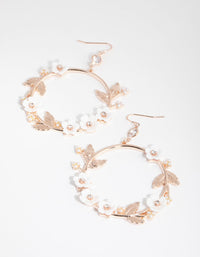 Rose Gold Floral Wreath Disc Earrings - link has visual effect only