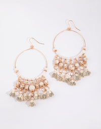 Gold Cracked and Floral Bead Tassel Earrings - link has visual effect only