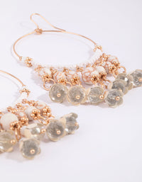Gold Cracked and Floral Bead Tassel Earrings - link has visual effect only