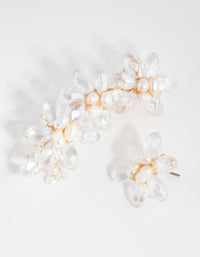 Beaded Freshwater Pearl Wrap Cuff and Stud Earrings - link has visual effect only