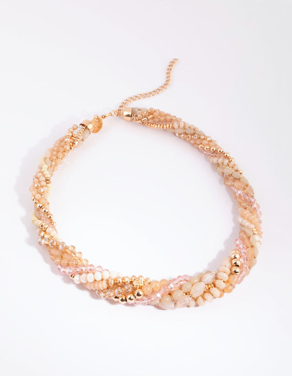 Blush Beaded Mix Twist Necklace
