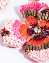 Pink Craft Flower Drop Earrings - link has visual effect only