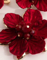 Red Large Pearl Flower Drop Earrings - link has visual effect only