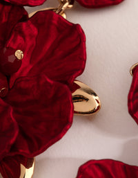 Red Large Pearl Flower Drop Earrings - link has visual effect only