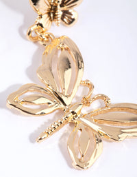 Gold Double Butterfly Drop Earrings - link has visual effect only