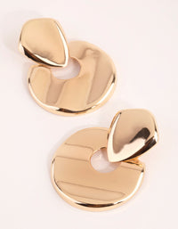 Gold Hammered Door Kocker Earrings - link has visual effect only