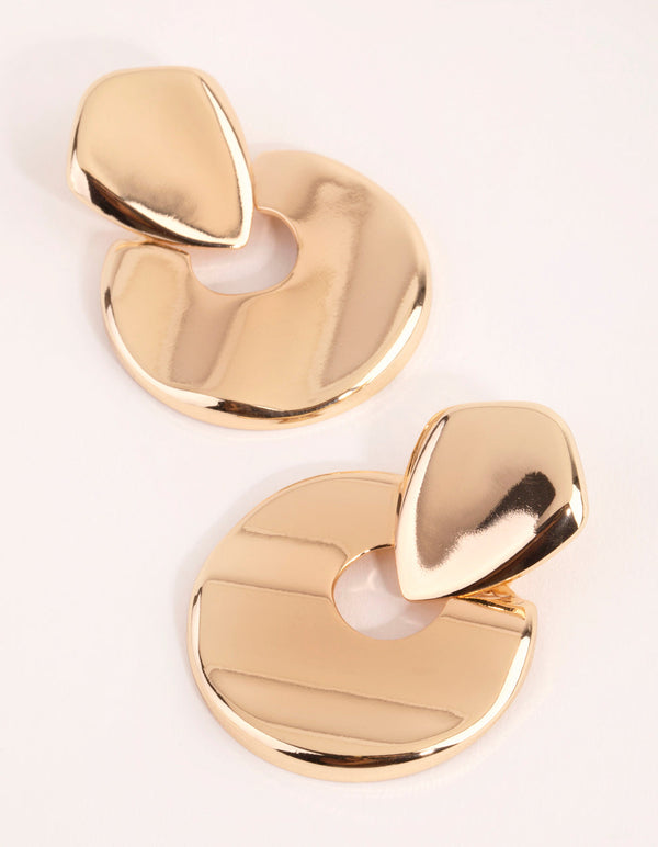 Gold Hammered Door Kocker Earrings