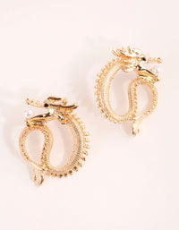Gold Dragon with Pearl Stud Earrings - link has visual effect only