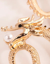 Gold Dragon with Pearl Stud Earrings - link has visual effect only