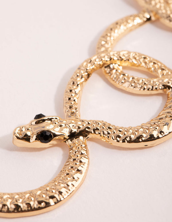Gold Textured Snake Twist Necklace
