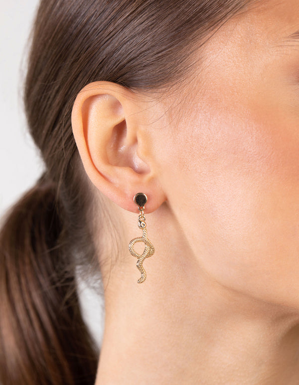 Gold Snake and Diamante Hoop Earring 6-Pack