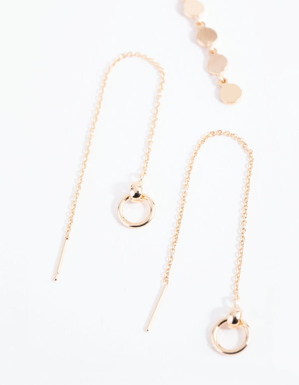 Gold Circle and Disc Earring Set