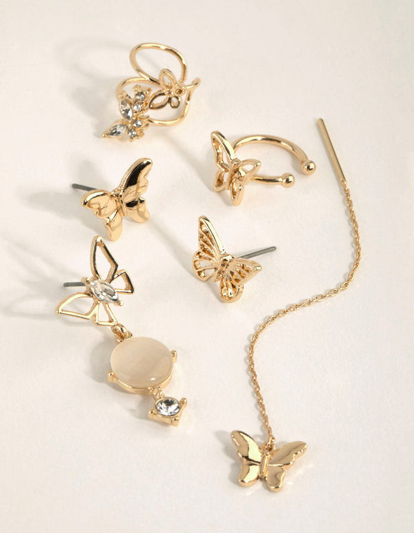 Gold Multi Butterfly Earring Pack