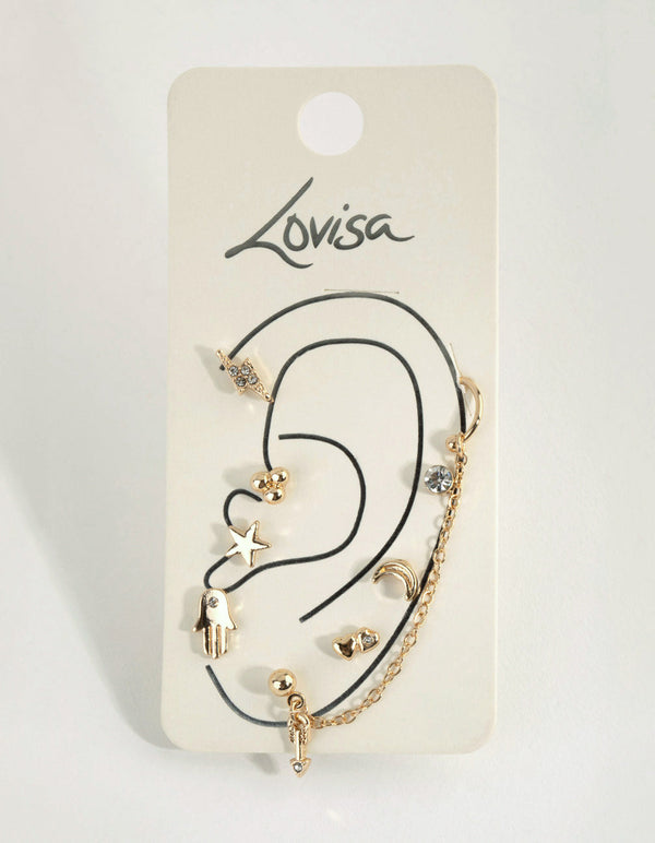 Gold Arrow Cuff Earring Pack