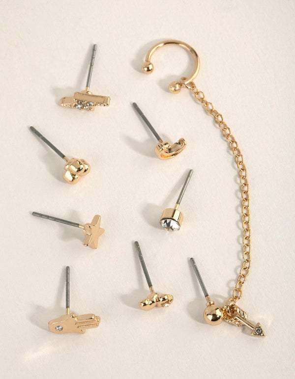 Gold Arrow Cuff Earring Pack