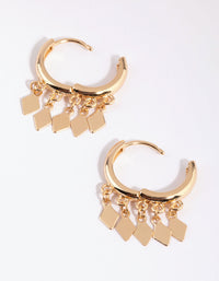 Gold Flat Jingle Huggie Earrings - link has visual effect only