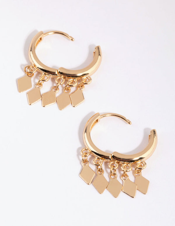 Gold Flat Jingle Huggie Earrings