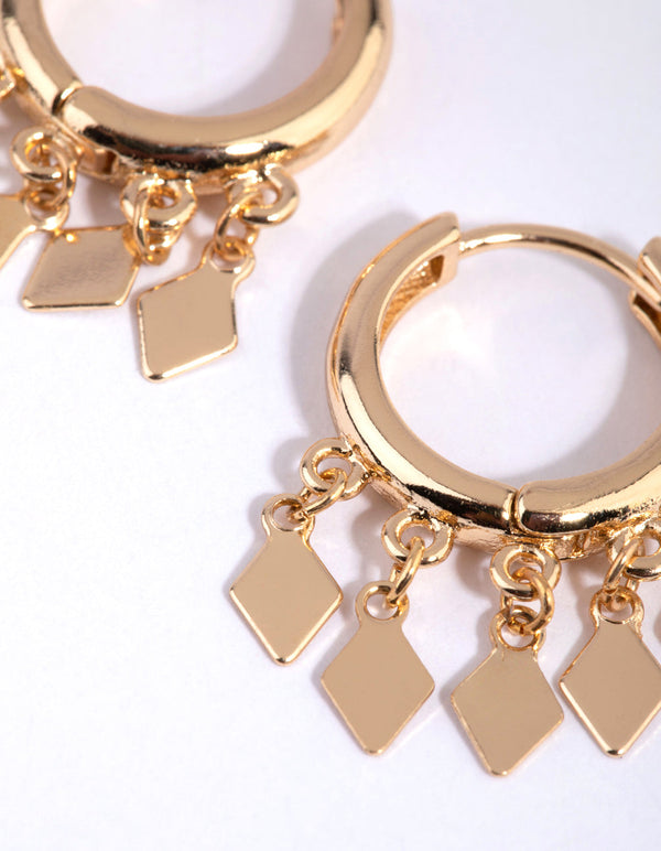 Gold Flat Jingle Huggie Earrings