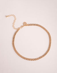 Gold Link Choker Necklace - link has visual effect only