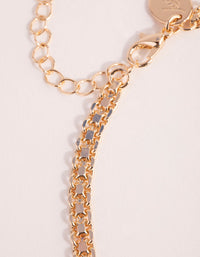 Gold Link Choker Necklace - link has visual effect only