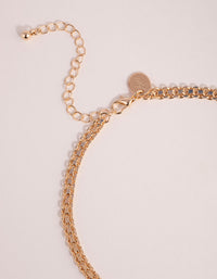 Gold Link Choker Necklace - link has visual effect only