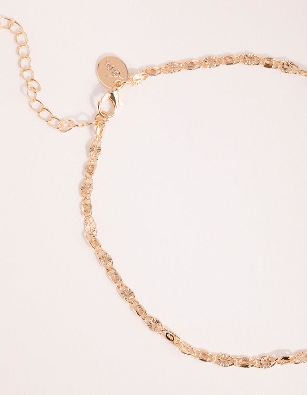 Gold Textured Choker Necklace