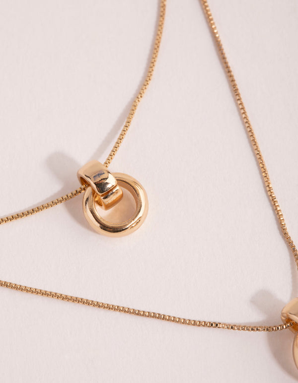 Gold Double Ring Necklace 2-Pack