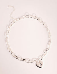 Silver Chain and Heart Necklace - link has visual effect only
