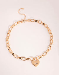 Gold Chain and Heart Necklace - link has visual effect only