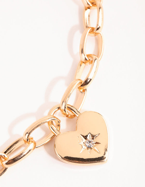 Gold Chain and Heart Necklace