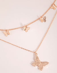 Rose Gold Butterfly Layered Necklace - link has visual effect only