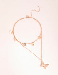 Rose Gold Butterfly Layered Necklace - link has visual effect only