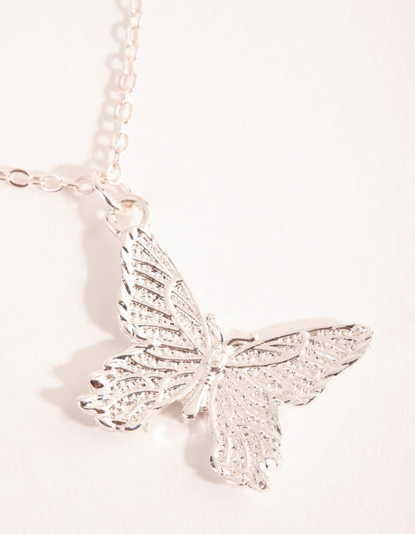 Silver Multi Butterfly Layered Necklace