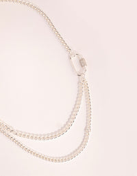 Silver Chain and Link Necklace - link has visual effect only