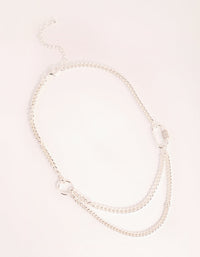 Silver Chain and Link Necklace - link has visual effect only