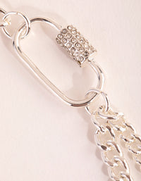 Silver Chain and Link Necklace - link has visual effect only