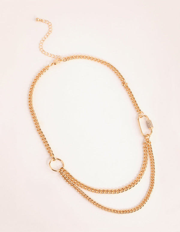 Gold Chain and Link Necklace