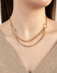 Gold Chain and Link Necklace - link has visual effect only
