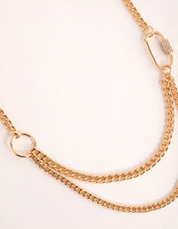 Gold Chain and Link Necklace - link has visual effect only