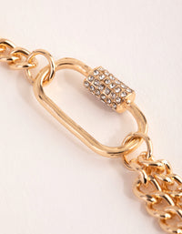 Gold Chain and Link Necklace - link has visual effect only