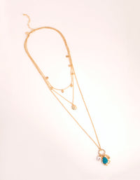 Gold Disc and Charm Layered Necklace - link has visual effect only