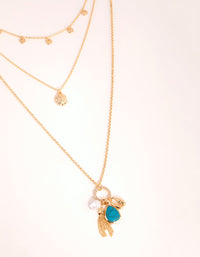 Gold Disc and Charm Layered Necklace - link has visual effect only